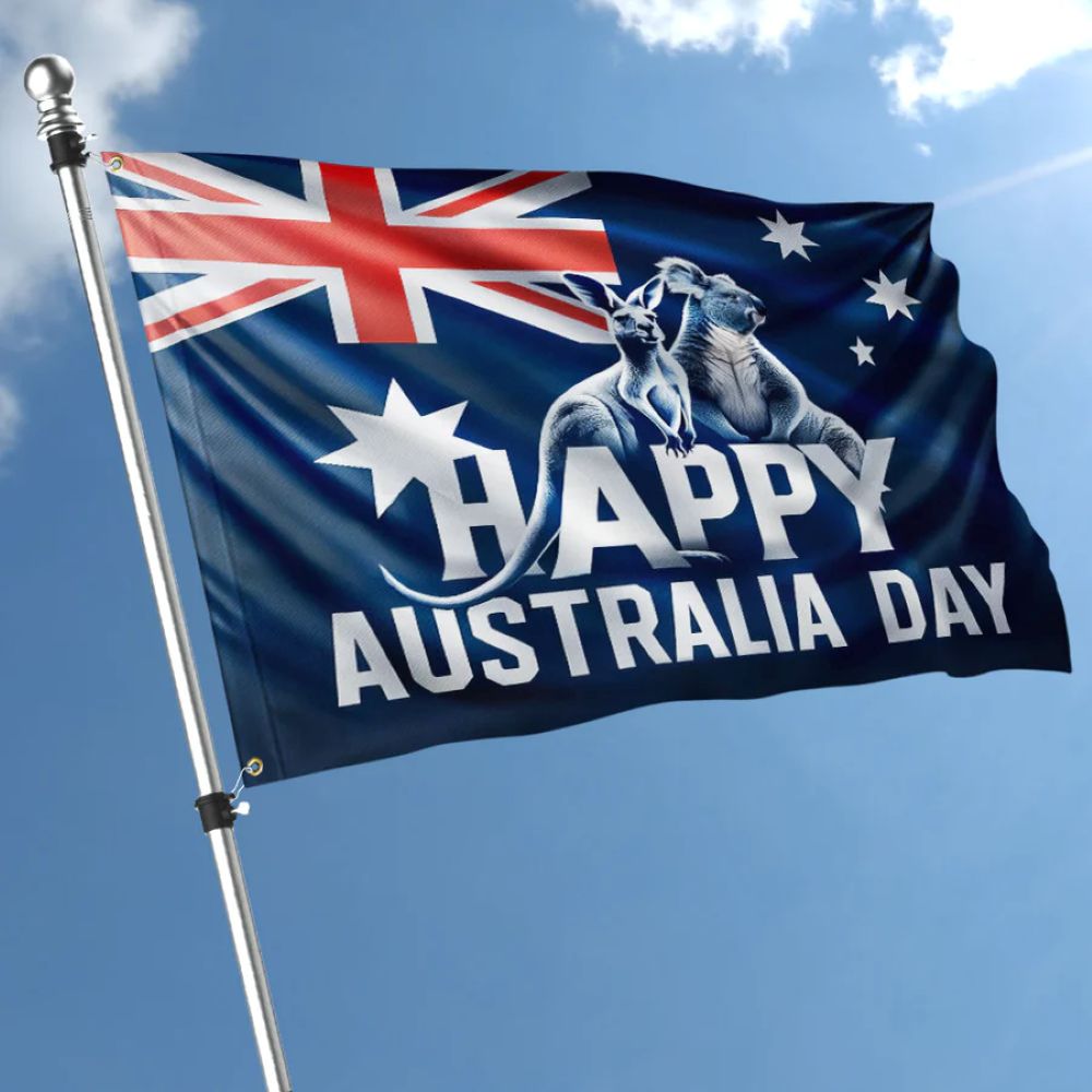 Happy Australia Day Kangaroo Flag - C035