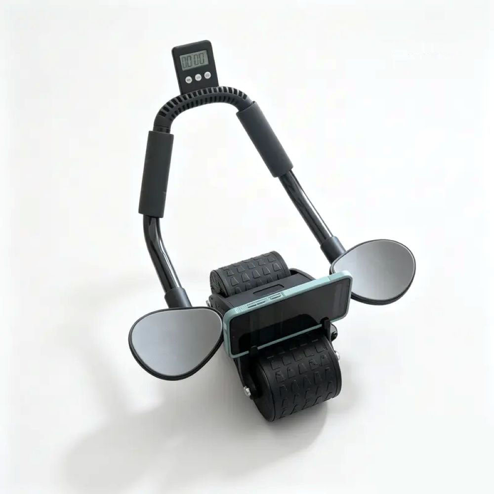 Automatic Rebound Ab Roller Wheel with Timer – Home Core Trainer with Stable Dual-Wheel Design