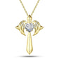 Birthstone Zirconia - Angel Wings Cross Necklace