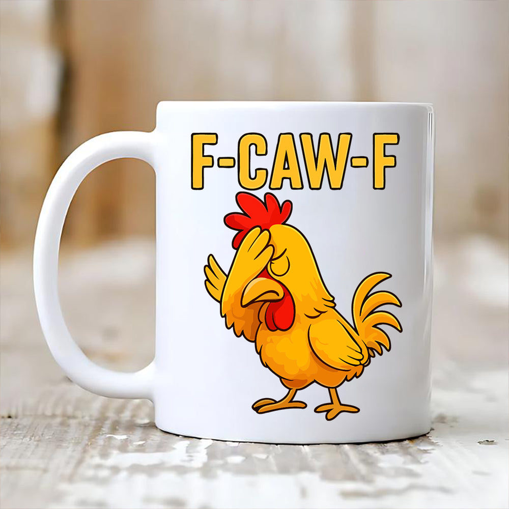 F-CAW-F Fun Face-Covering Rooster Coffee Mug