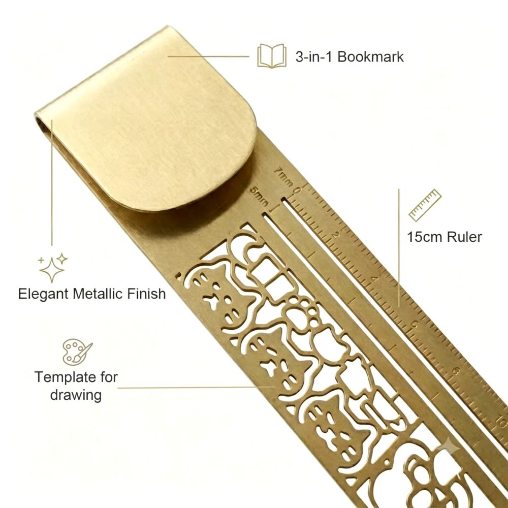3-in-1 Metal Bookmark Ruler - Bookmark, Ruler & Coloring