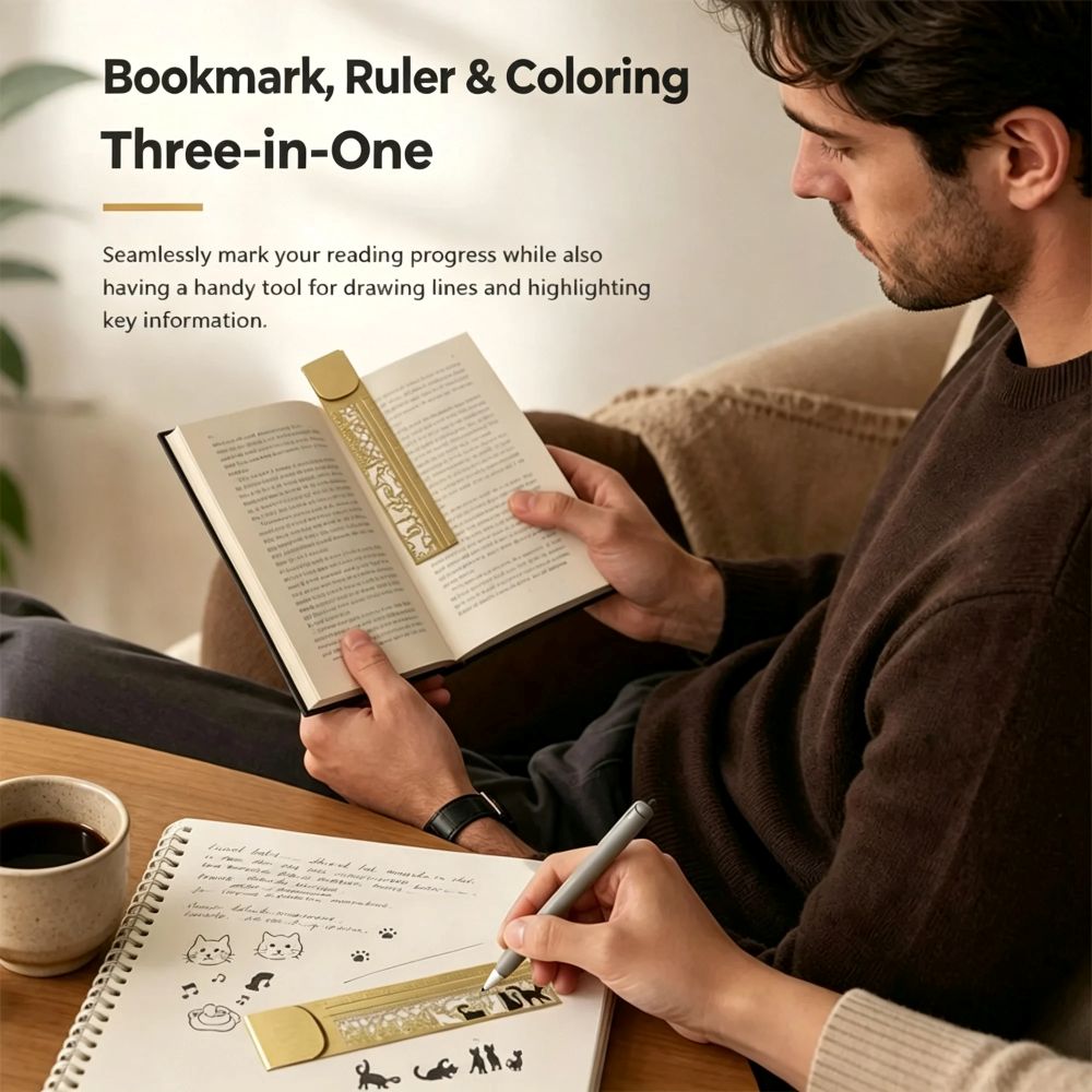 3-in-1 Metal Bookmark Ruler - Bookmark, Ruler & Coloring