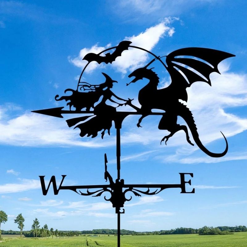 Witch and Dragon Stainless Steel Weathervane MW020