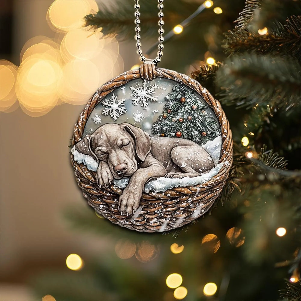 Weimaraner In Mini Baskets Ornament - MB033