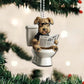 Airedale Terrier - Dog Sitting On Toilet Ornament  OT034