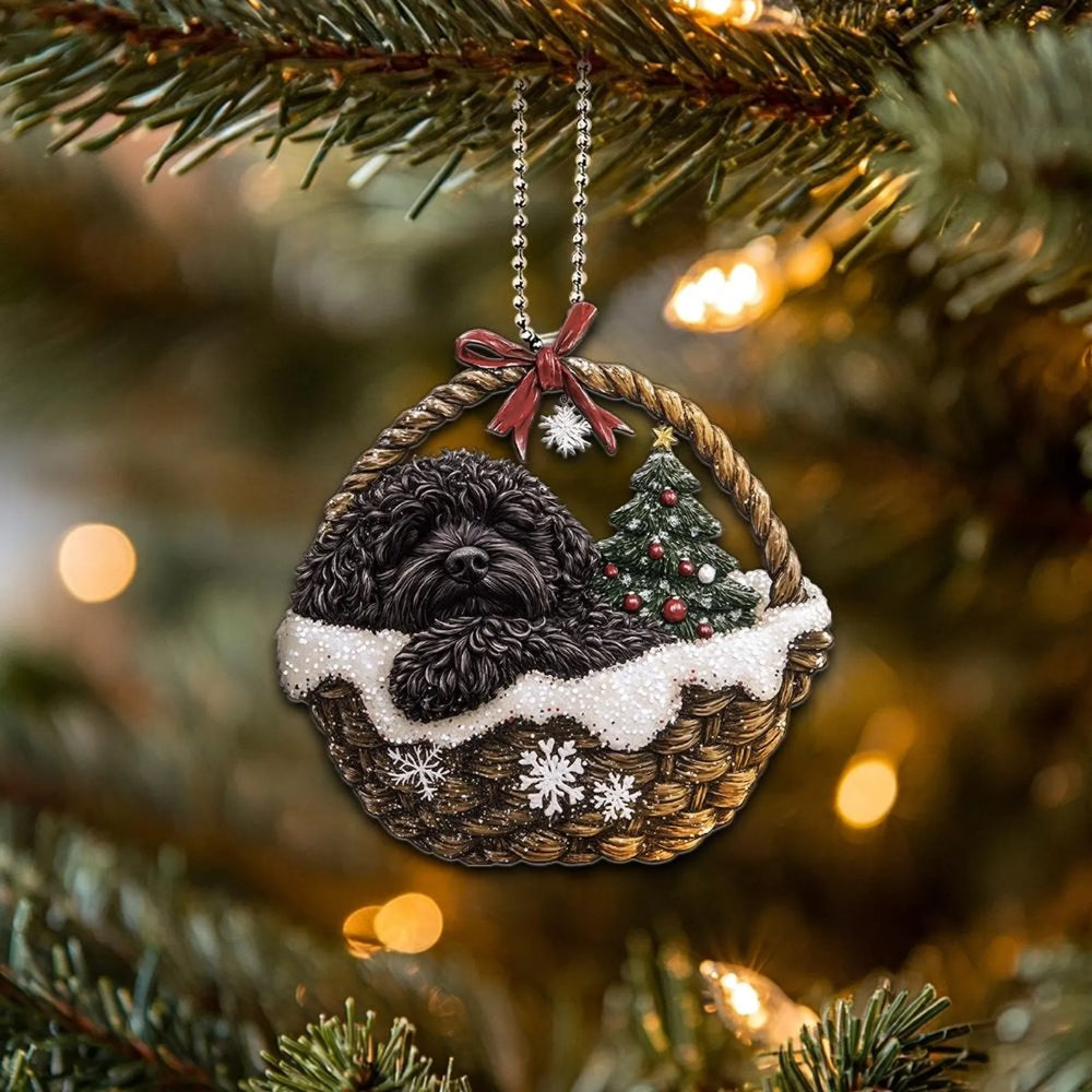 Portuguese Water Dog In Mini Baskets Ornament - MB035