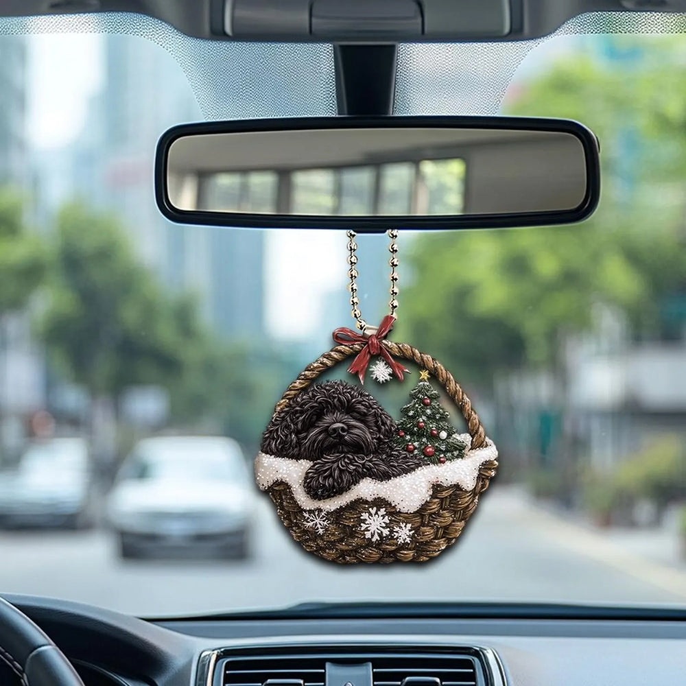 Portuguese Water Dog In Mini Basket Ornament - MB035