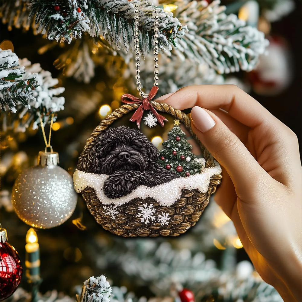 Portuguese Water Dog In Mini Baskets Ornament - MB035