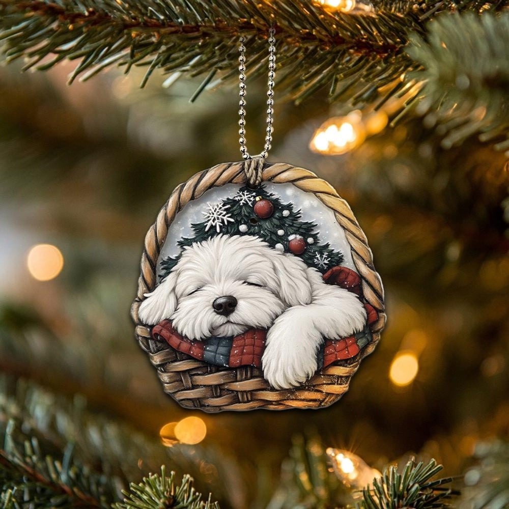 Old English Sheepdog In Mini Baskets Ornament - MB036