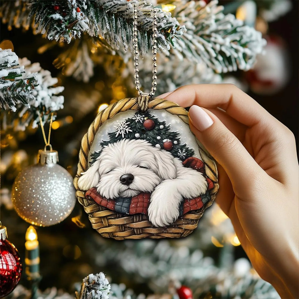 Old English Sheepdog In Mini Baskets Ornament - MB036