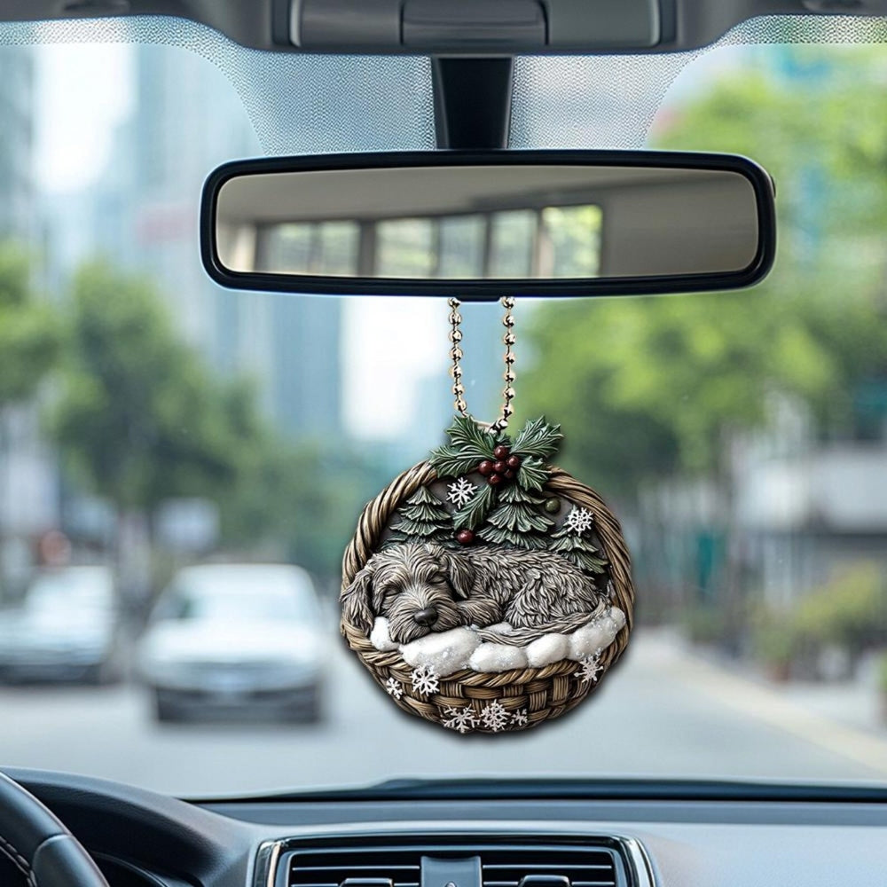 Irish Wolfhound Dog In Mini Basket Ornament - MB038