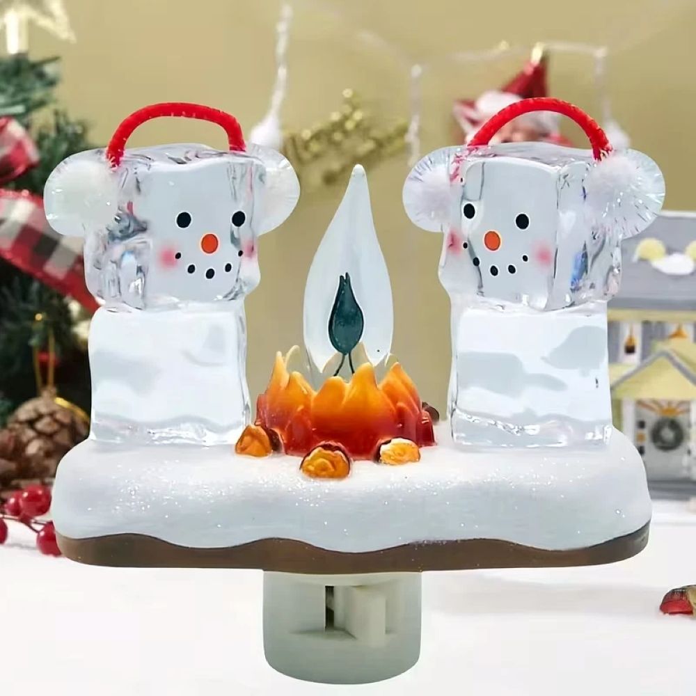 3D Elk Campfire Night Light – Christmas Flickering Flame Ambient Lamp