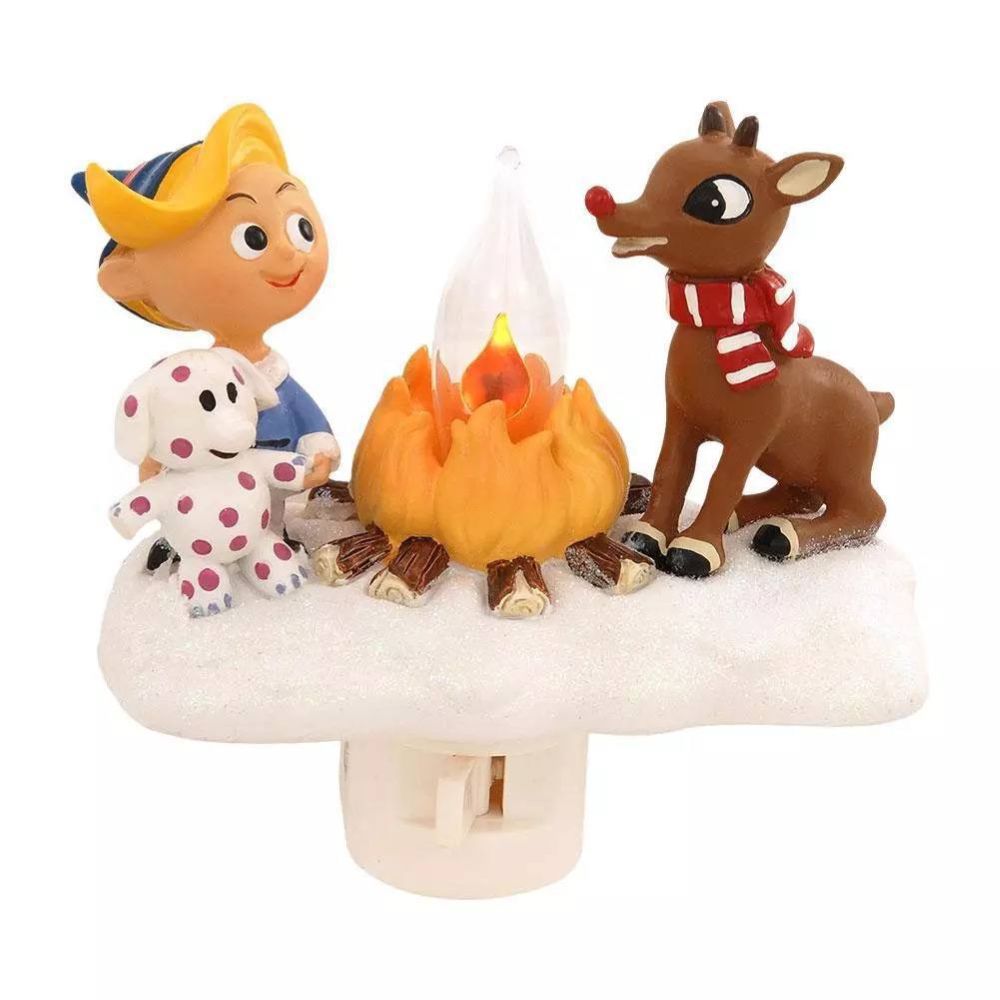3D Elk Campfire Night Light – Christmas Flickering Flame Ambient Lamp