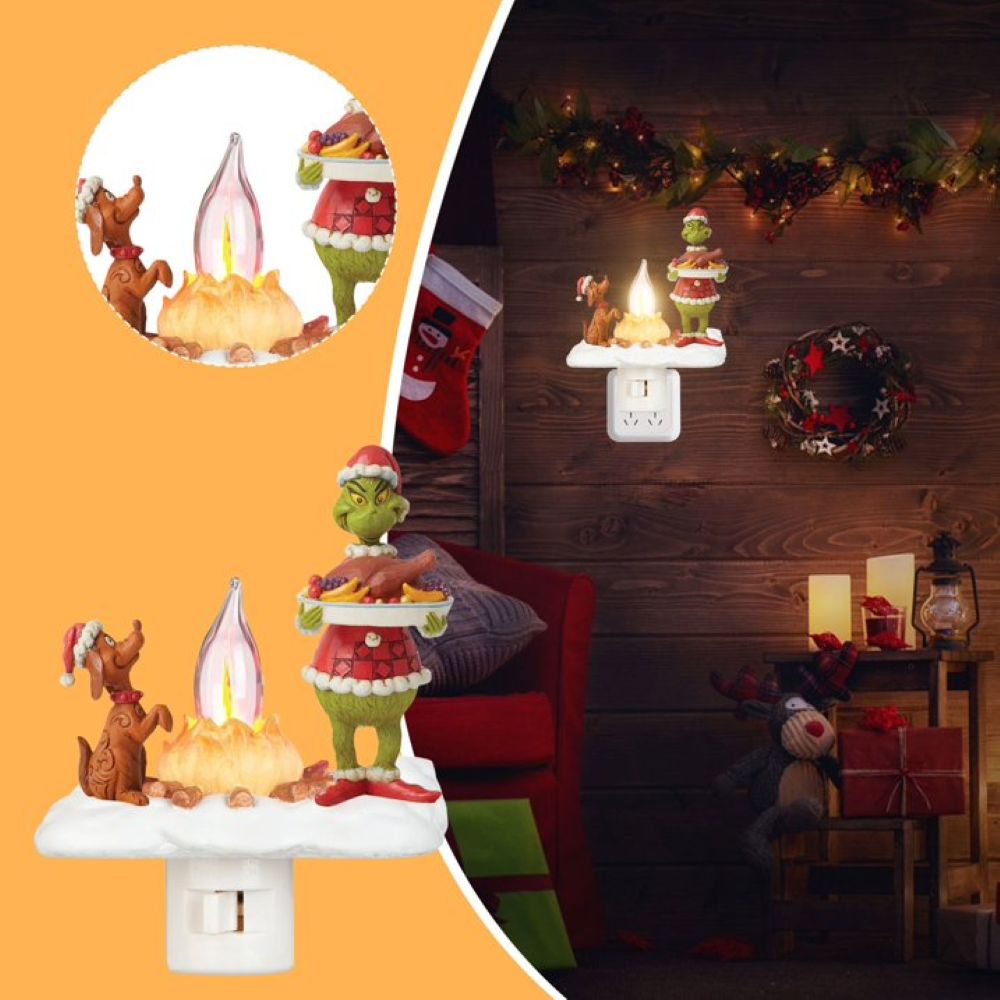 3D Elk Campfire Night Light – Christmas Flickering Flame Ambient Lamp