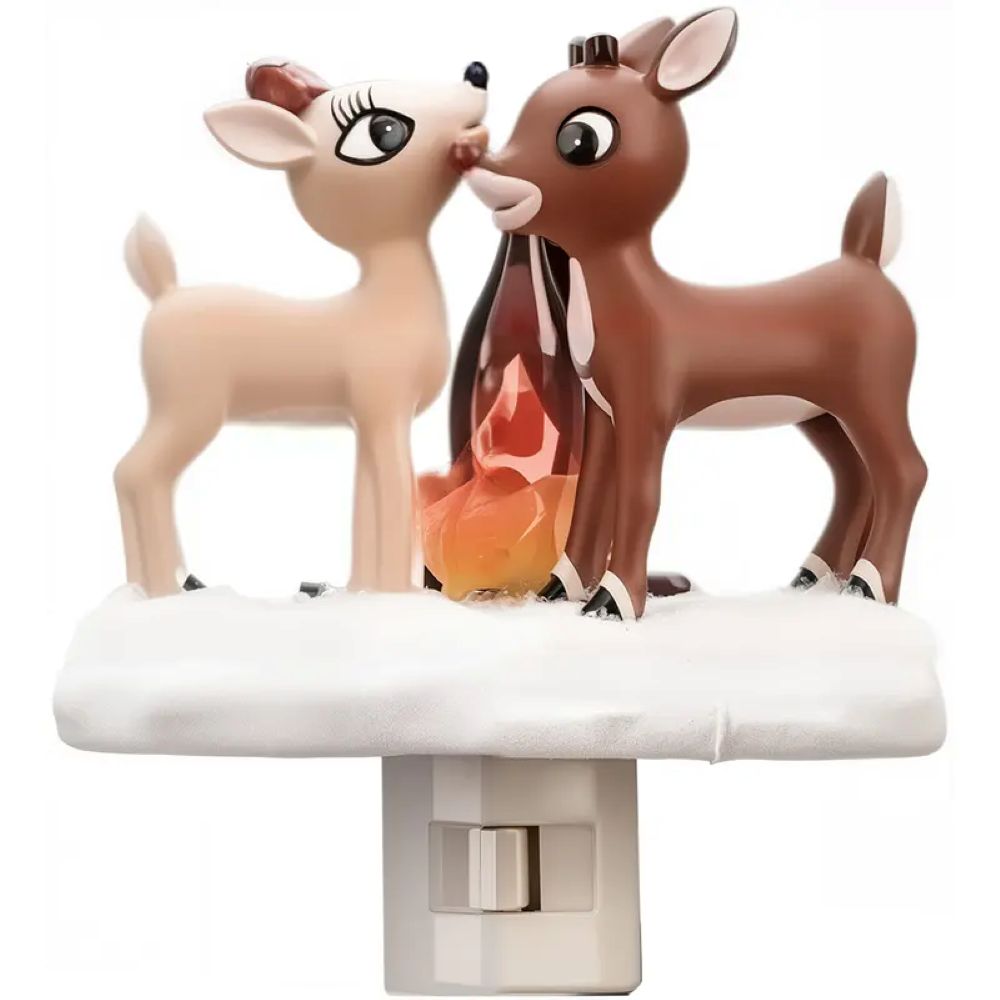 3D Elk Campfire Night Light – Christmas Flickering Flame Ambient Lamp