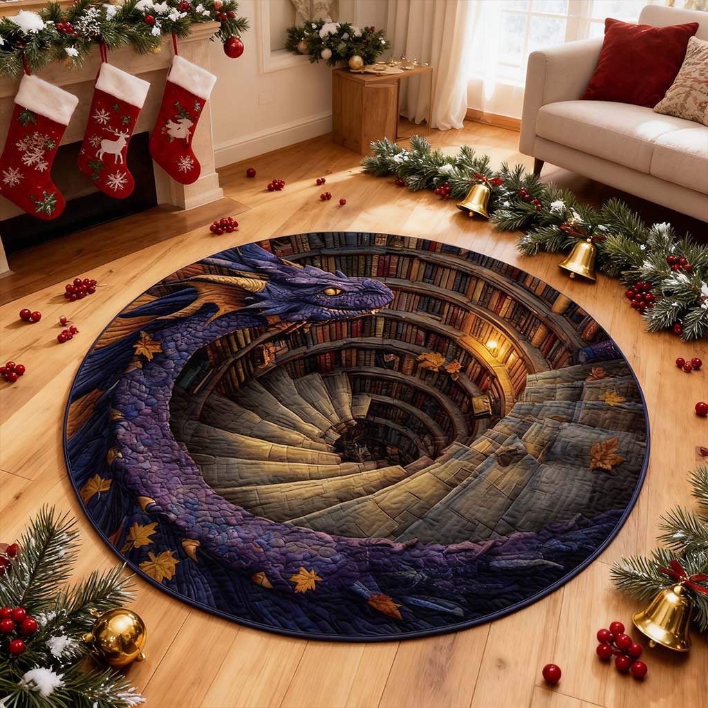 Mythical Wisdom Purple Dragon - Spiral Watcher Round Rug - H485