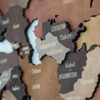 3D Wooden World Map Basswood