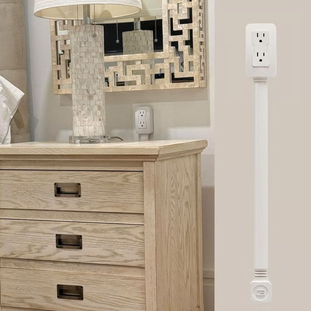 Outlet Electrical Outlet Extender with USB-A USB-C & 2 AC Outlets Extendable 18-28" Rotatable 180° for Couches Desks Nightstands