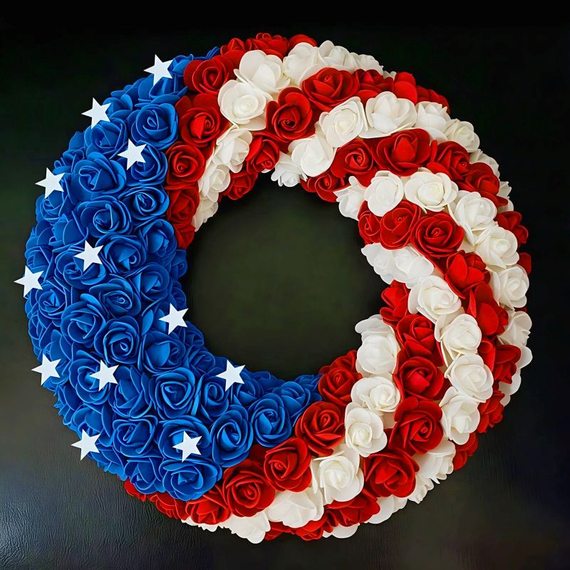 Red White and Blue Roses Patriot Wreath