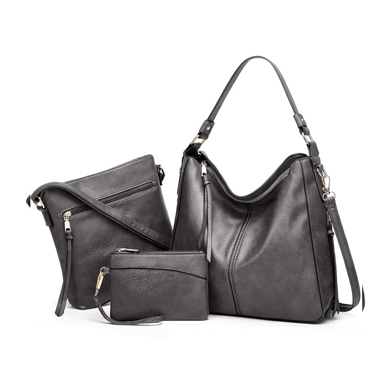 Luxury 3-Piece Leather Hobo Bag Set
