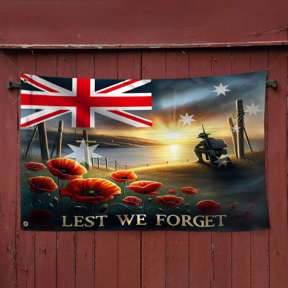 Remembrance Day Australian Veteran Lest We Forget Grommet Flag - C037