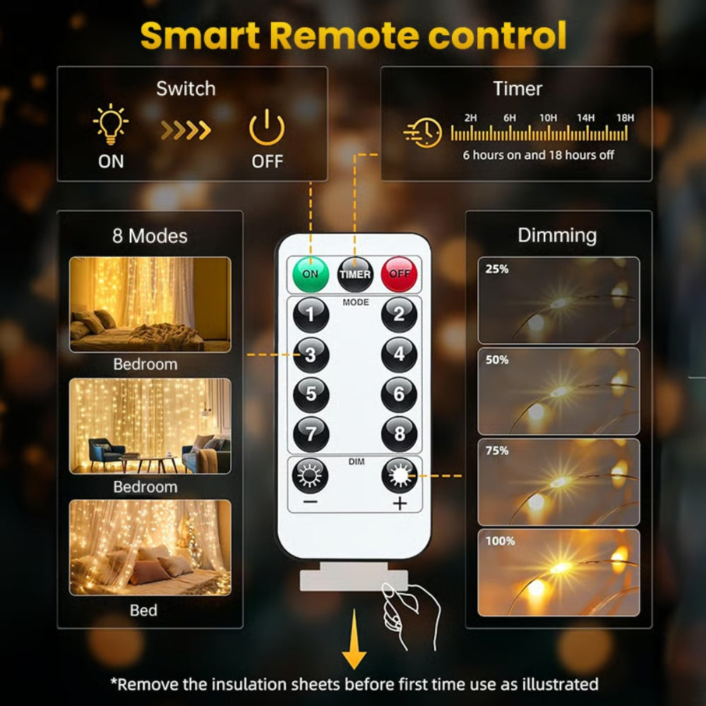 Remote-Control Led Curtain Light