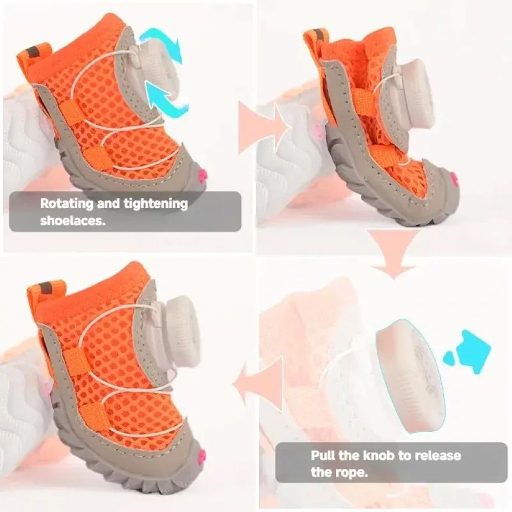 Stylish Colorblock Dog Shoes With Dial Fit System – 4PCS