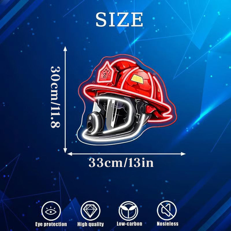 Firefighter Helmet Neon Sign