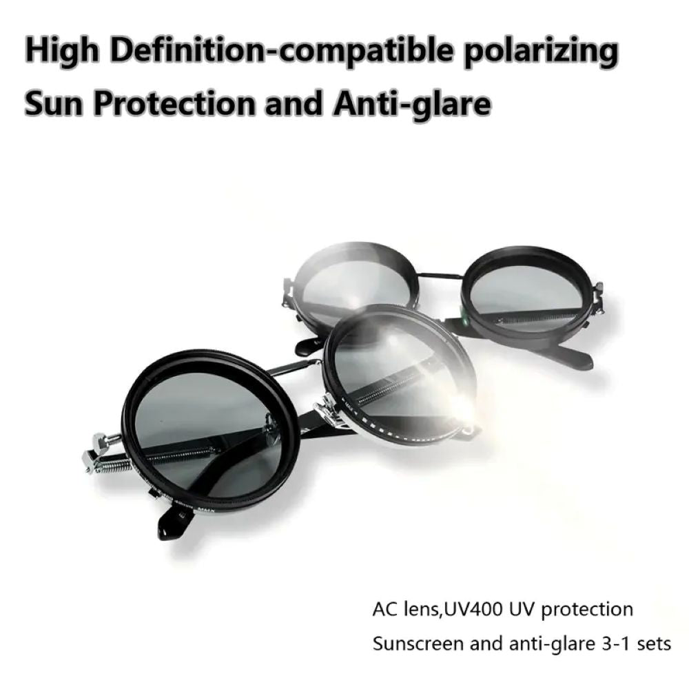 ND9 Adjustable Polarized Sunglasses - 9-Level Dimming UV400 Retro Round Shades