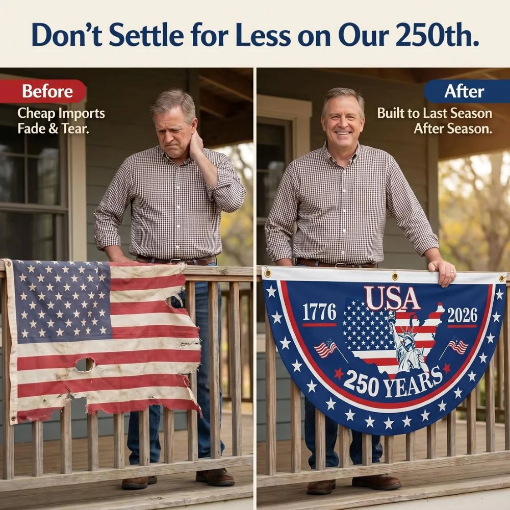 USA 250th Anniversary Flag Half Round Banner