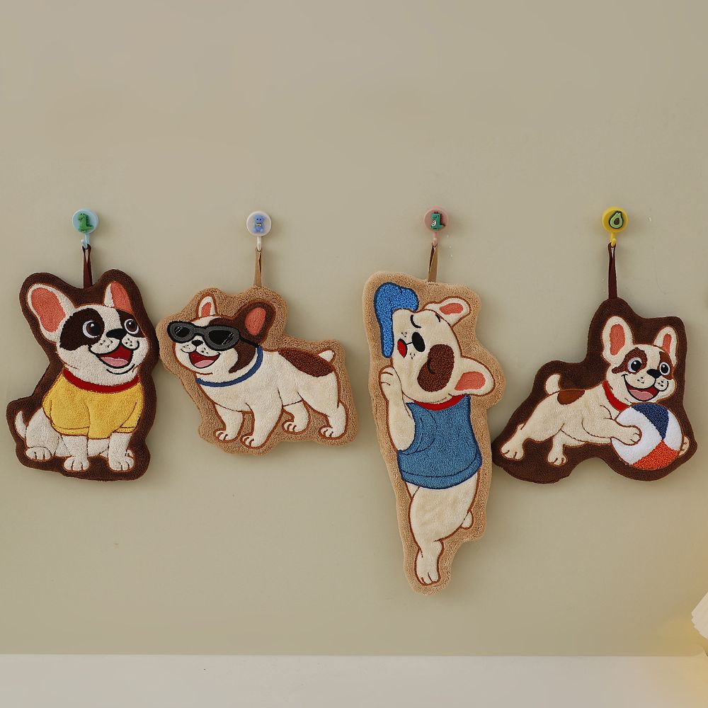 Adorable Dog Hand Towels - French Bulldog Playing With A Ball