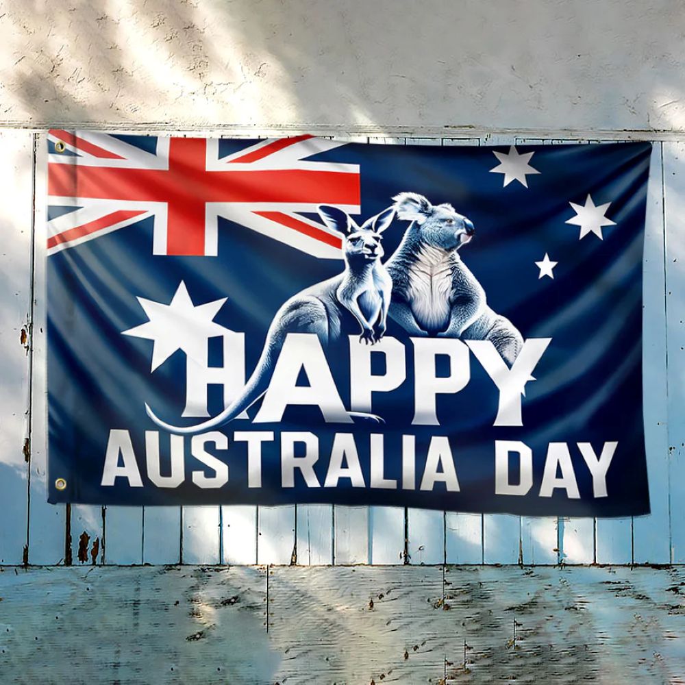Happy Australia Day Kangaroo Flag - C035