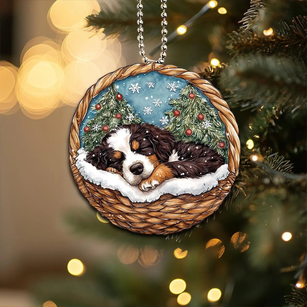 Bernedoodle In Mini Baskets Ornament - MB047