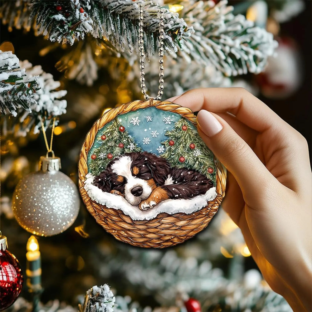 Bernedoodle In Mini Baskets Ornament - MB047