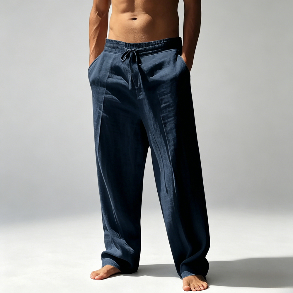 Men's Relaxed Linen Straight Leg Pants