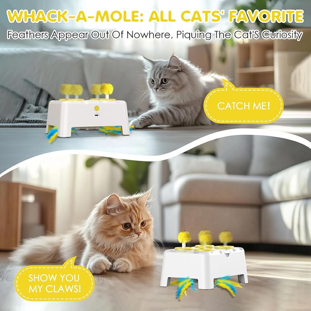 3-in-1 Automatic Interactive Cat Toy – Mouse, Feather & Sound Play