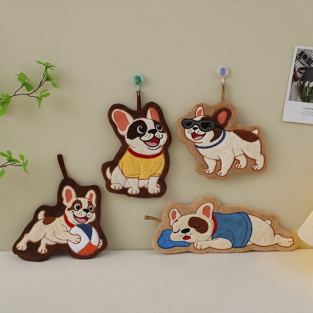 Adorable Dog Hand Towels - Seated French Bulldog