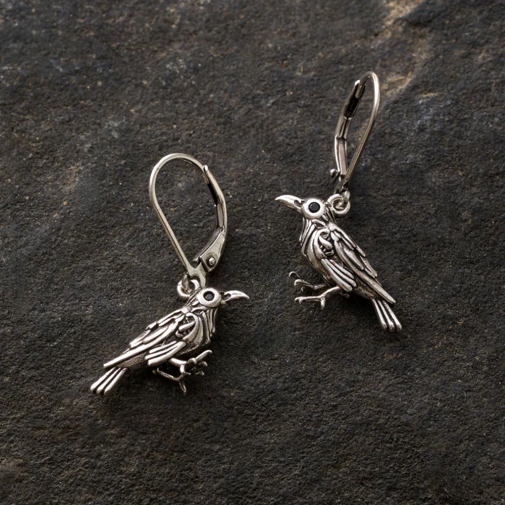 "Nevermore" Raven Leverback Earrings