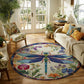 Floral Dragonfly - 3D Illusion Round Rug - H642