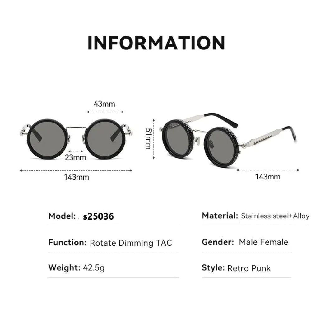 ND9 Adjustable Polarized Sunglasses - 9-Level Dimming UV400 Retro Round Shades