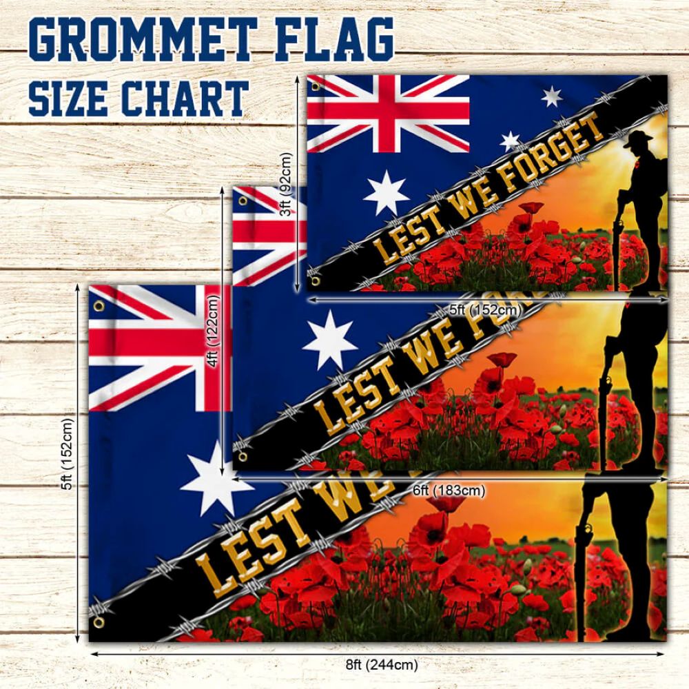 Australian Memorial Flag - Lest We Forget, Grommet Flag - C036
