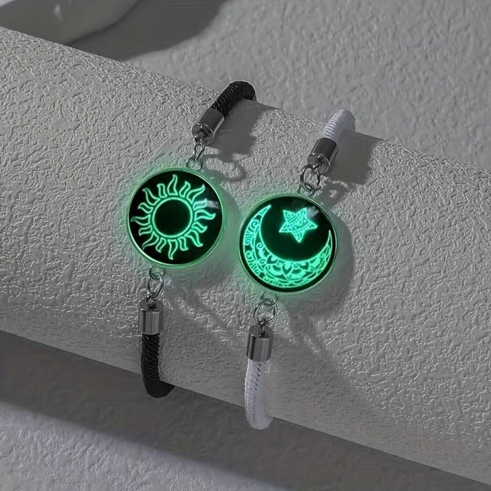 2-Pack Sun & Moon Bracelets – Luminous Couples Jewelry For Long-Distance Love