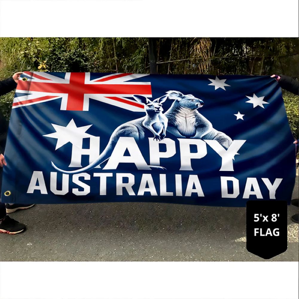 Happy Australia Day Kangaroo Flag - C035