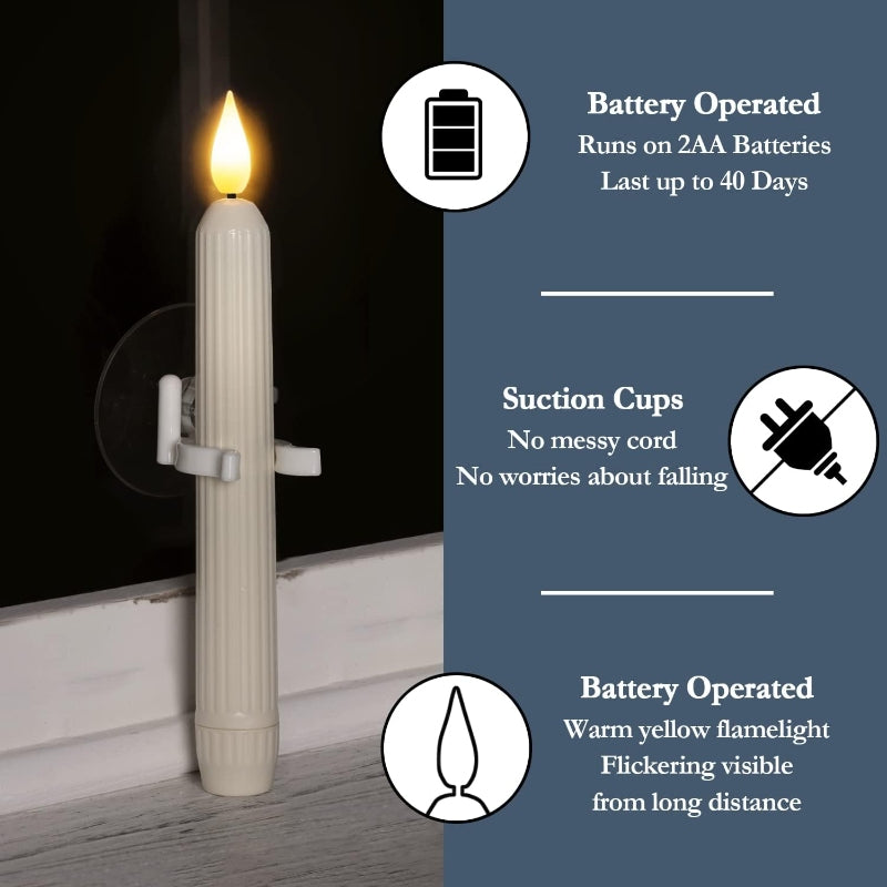Window Flameless Led Taper Candles with Sensor Dusk to Dawn