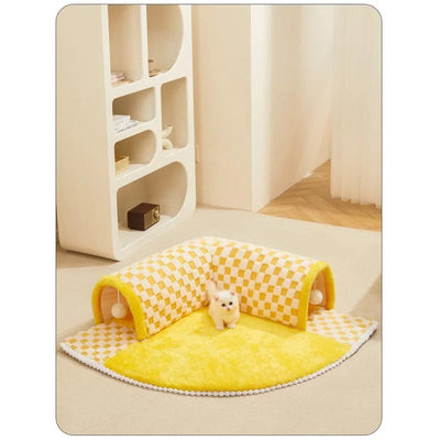 Cat Tunnel Bed Dog House Central Mat Soft Plush Material DIY Cats Play Mat Cat Activity Rug Toy for Interactive Exercise