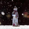 Woodland Snowman With Solar Lantern