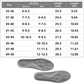 A size chart table for shoe insoles showing US sizes from 35-36 to 49-50, with length in centimeters and inches, plus two gray insole illustrations below on a white background.