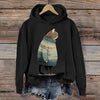 Women's Winter Cat Print Casual Hooded Sweatshirt