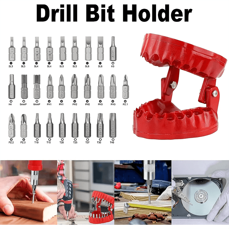 Denture Drill Bit Holder with 28 Bits Set