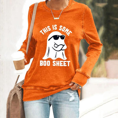 Women's Halloween This Is Some Boo Sheet Print Sweatshirt